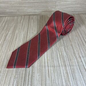 Nautica Red Striped Silk Blend Men's Necktie Preppy Ivy